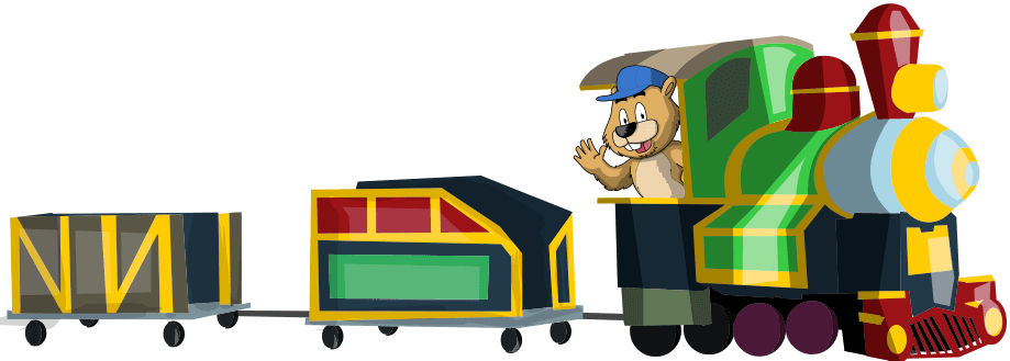 cartoon image of the woodhaven express train